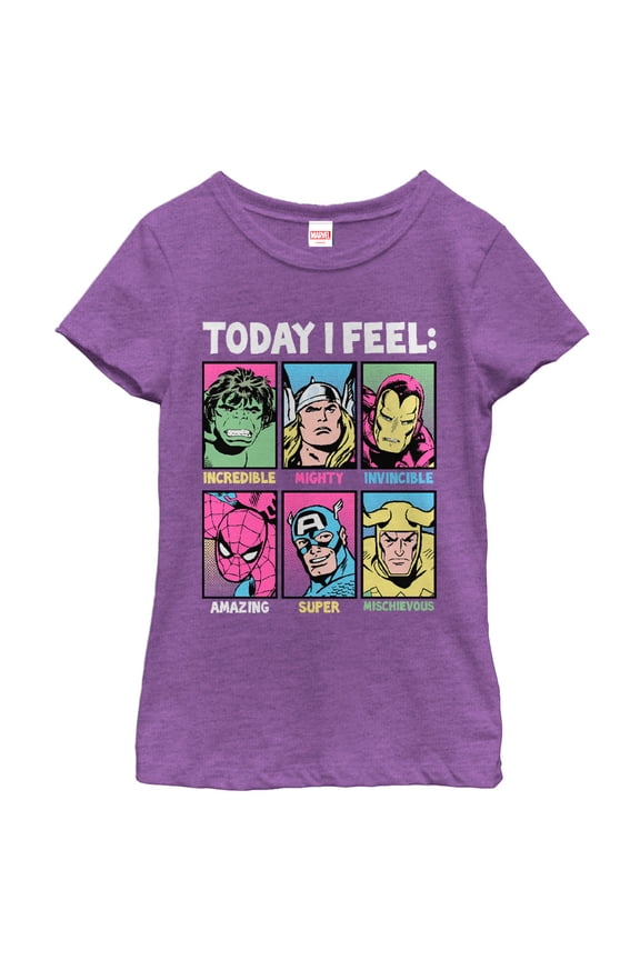 Girl's Marvel Comic Feelings Graphic Tee Purple Berry Small