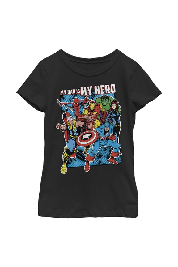 Girl's Marvel Dad My Avenger Hero Graphic Tee Black X Large
