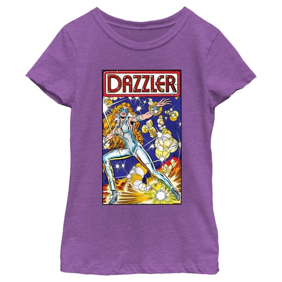 Girl's Marvel Dazzler Light Beams Comic Book Cover Graphic T-Shirt