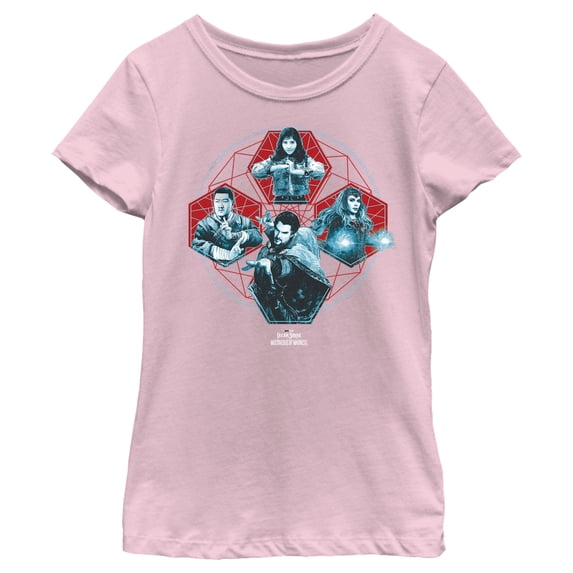 Girl's Marvel Doctor Strange in the Multiverse of Madness Action Panels Graphic Tee Light Pink Medium
