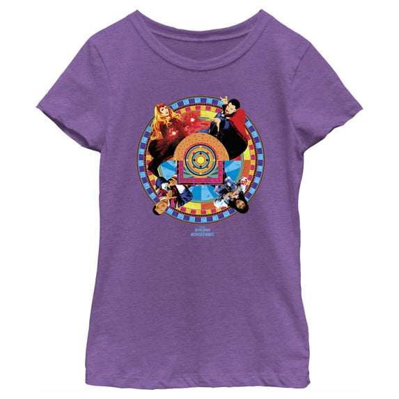 Girl's Marvel Doctor Strange in the Multiverse of Madness Colorful Badge Graphic Tee Purple Berry X Small