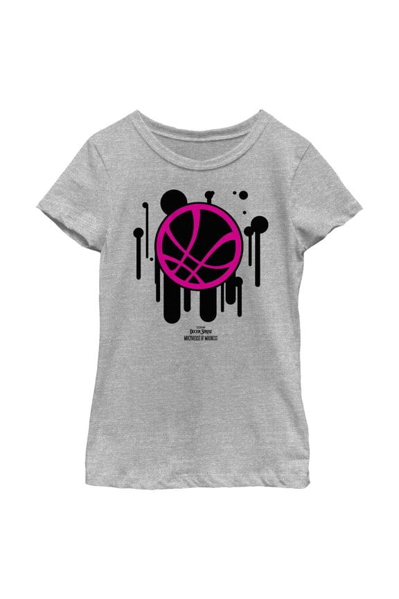 Girl's Marvel Doctor Strange in the Multiverse of Madness Drip Logo Graphic Tee Athletic Heather Small