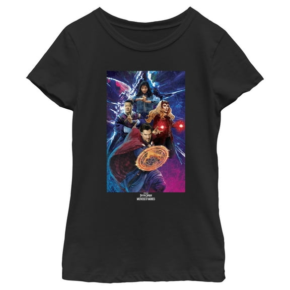 Girl's Marvel Doctor Strange in the Multiverse of Madness Group Poster  Graphic Tee Black Medium