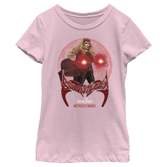Girl's Marvel Doctor Strange in the Multiverse of Madness Powerful Wanda  Graphic Tee Light Pink X Large