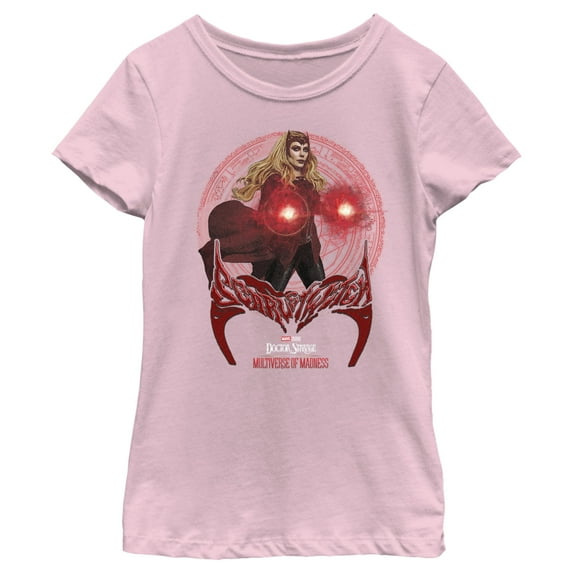 Girl's Marvel Doctor Strange in the Multiverse of Madness Powerful Wanda Graphic Tee Light Pink Medium