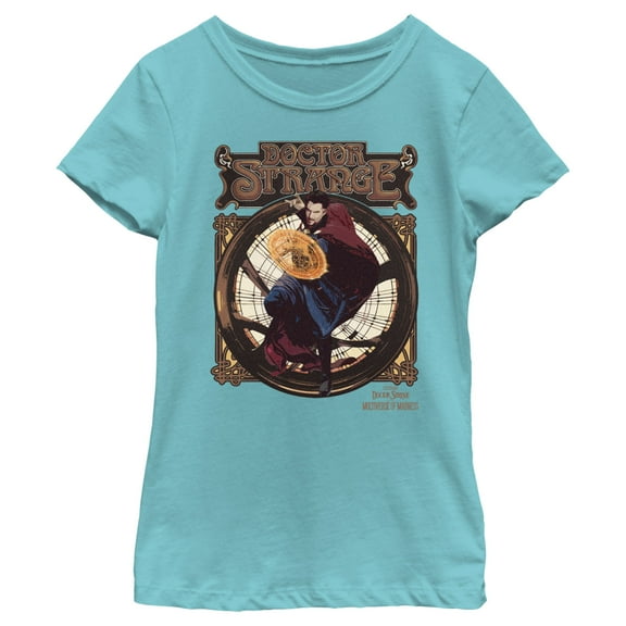 Girl's Marvel Doctor Strange in the Multiverse of Madness Retro Strange  Graphic Tee Tahiti Blue Small