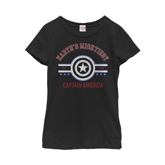 Girl's Marvel Earth's Mightiest Captain America Graphic Tee Black X Small