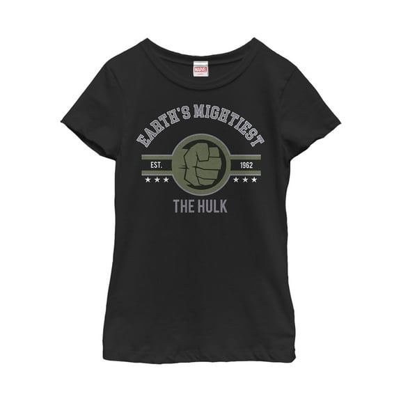 Girl's Marvel Earth's Mightiest Hulk  Graphic Tee Black Large