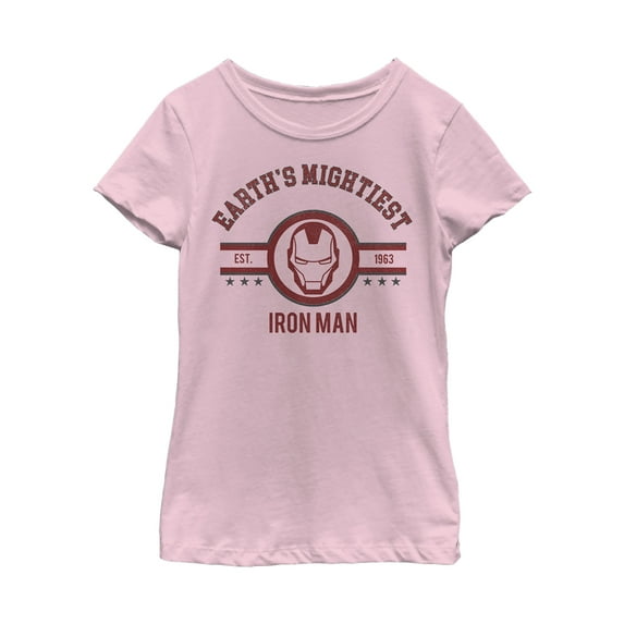 Girl's Marvel Earth's Mightiest Iron Man Graphic Tee Light Pink Medium