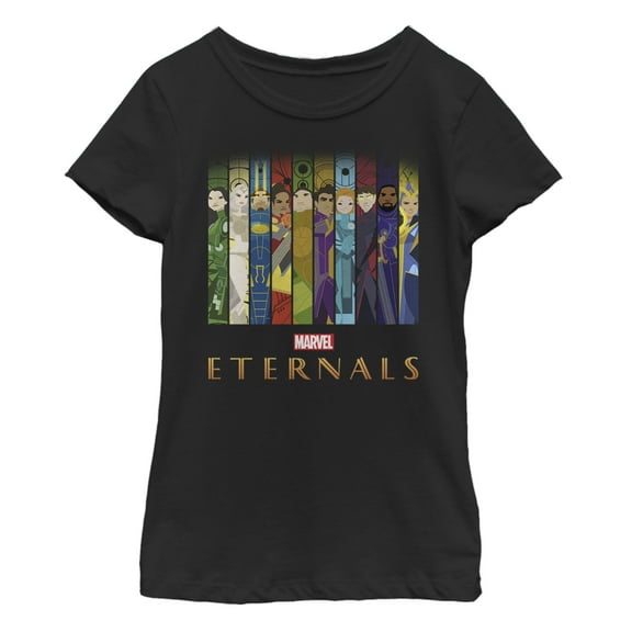 Girl's Marvel Eternals Animated Vertical Boxes Poster Graphic Tee Black X Large