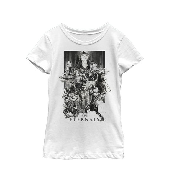 Girl's Marvel Eternals Greyscale Poster Graphic Tee White X Small