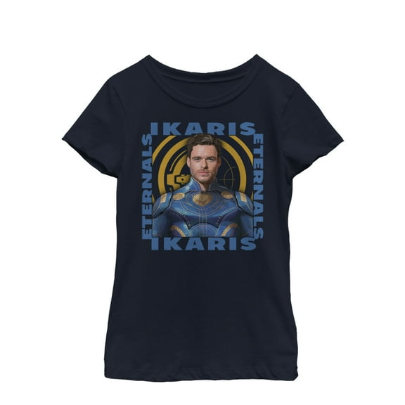 Girl's Marvel Eternals Ikaris Hero Box  Graphic Tee Navy Blue X Small