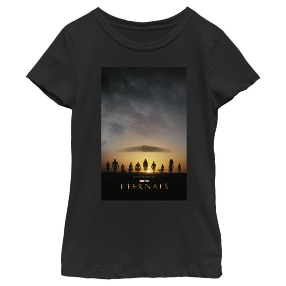 Girl's Marvel Eternals Movie Poster Graphic Tee Black Medium