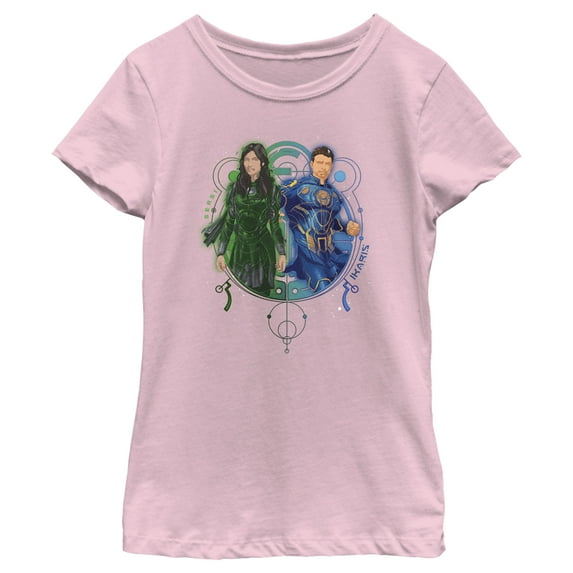 Girl's Marvel Eternals Sersi and Ikaris Duo Graphic Tee Light Pink Small