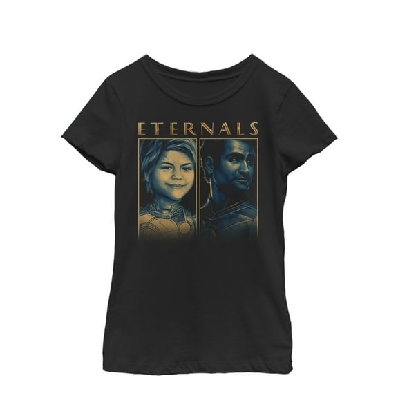 Girl's Marvel Eternals Sprite and Kingo  Graphic Tee Black X Small