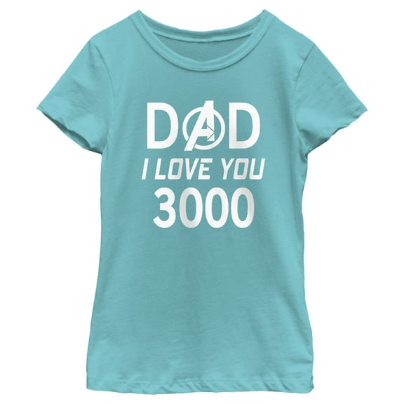 Girl's Marvel Father's Day I Love You 3000  Graphic Tee Tahiti Blue Medium