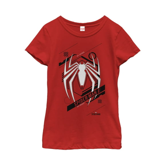 Girl's Marvel Gamerverse Spider-Man Symbol  Graphic Tee Red Medium