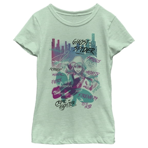 Girl's Marvel Ghost-Spider Attributes Poster  Graphic Tee Mint X Small