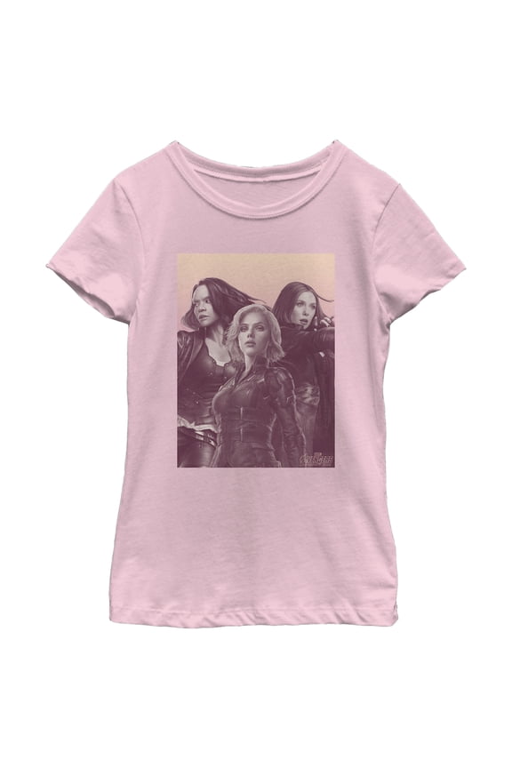 Girl's Marvel Girl Power Stand-Up  Graphic Tee Light Pink Small