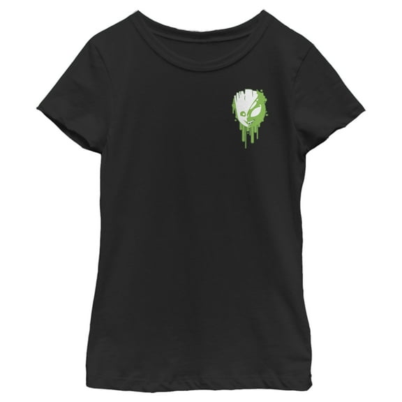 Girl's Marvel Groot Venom Badge  Graphic Tee Black Large