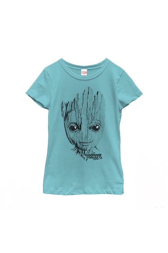 Girl's Marvel Guardians of the Galaxy Vol. 2 Groot Face Graphic Tee Tahiti Blue Medium