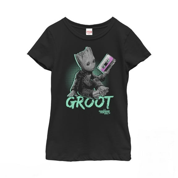 Girl's Marvel Guardians of the Galaxy Vol. 2 Groot Mix Tape Graphic Tee Black X Large