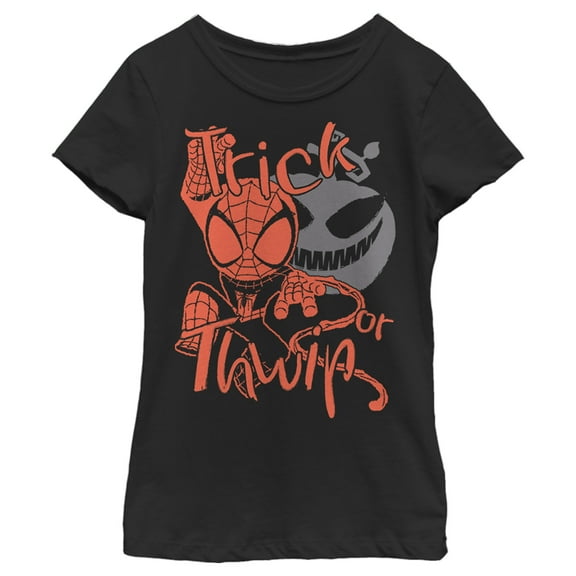 Girl's Marvel Halloween Spider-Man Trick Or Thwip Graphic Tee Black X Large