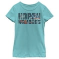 thumbnail image 1 of Girl's Marvel Happy Holiday Heroes  Graphic Tee Tahiti Blue X Small, 1 of 3