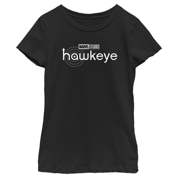 Girl's Marvel Hawkeye Black Logo Graphic Tee Black Medium