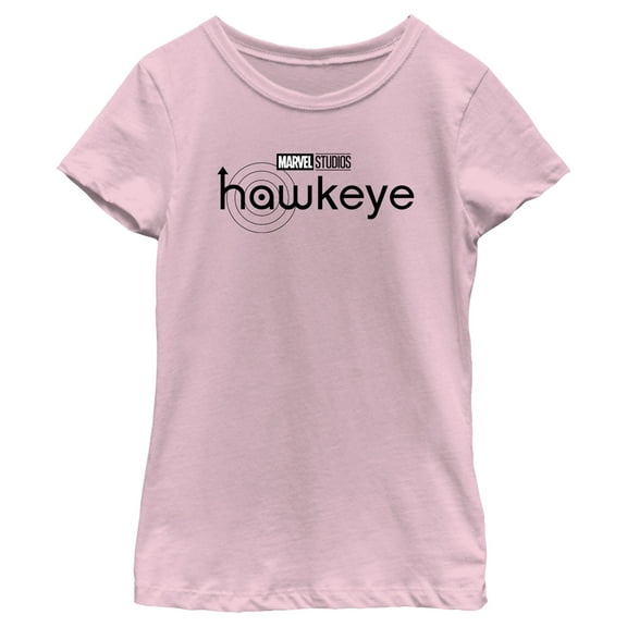 Girl's Marvel Hawkeye Black and White Logo  Graphic Tee Light Pink Small