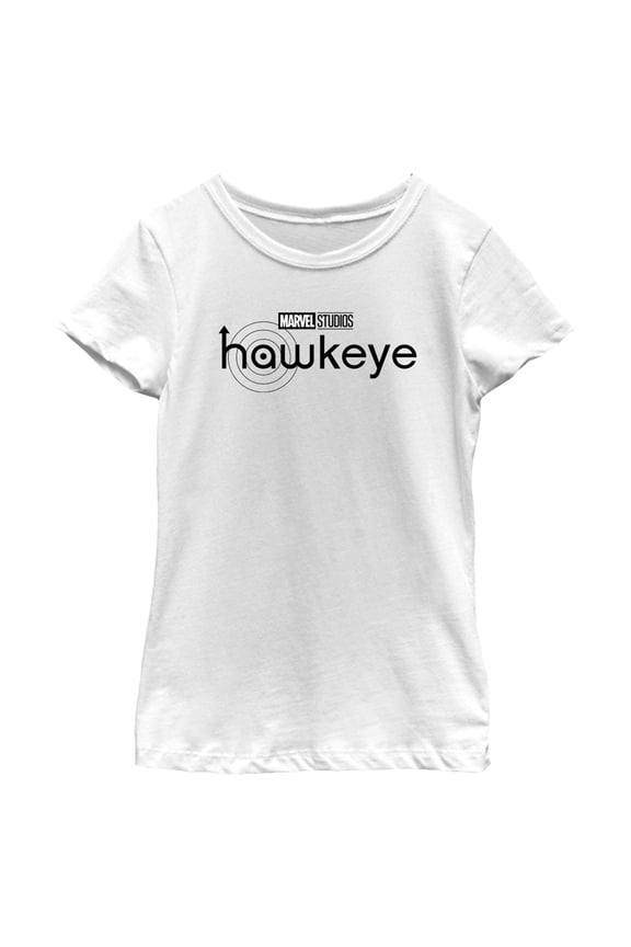 Girl's Marvel Hawkeye Black and White Logo Graphic Tee White Large