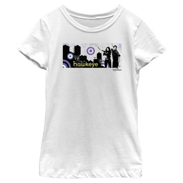 Girl's Marvel Hawkeye Cityscape  Graphic Tee White Medium