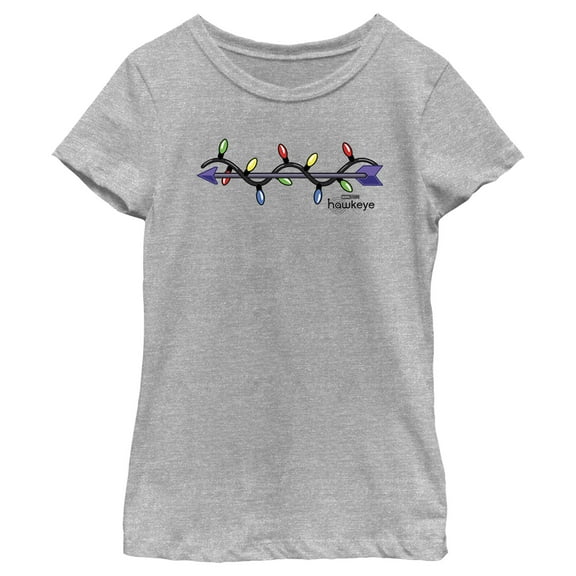 Girl's Marvel Hawkeye Holiday Arrow  Graphic Tee Athletic Heather Large