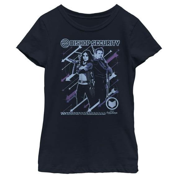 Girl's Marvel Hawkeye Kate Bishop Security Graphic Tee Navy Blue Large
