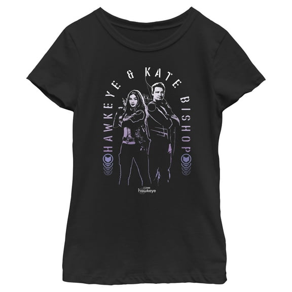 Girl's Marvel Hawkeye Kate Bishop and Hawkeye Graphic Tee Black Large