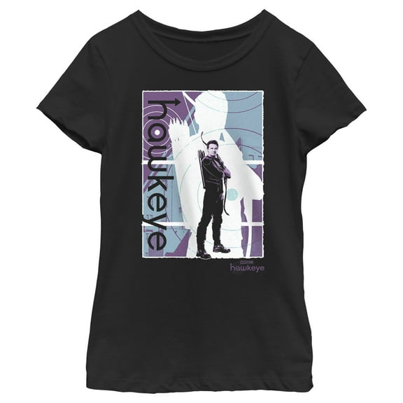 Girl's Marvel Hawkeye Purple Poster Graphic Tee Black X Large