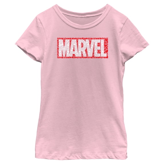 Girl's Marvel Heart Fill Logo Graphic Tee Light Pink Medium