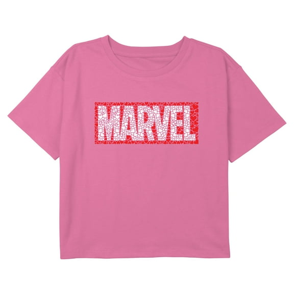 Girl's Marvel Hearty Logo Graphic Cropped T-Shirt
