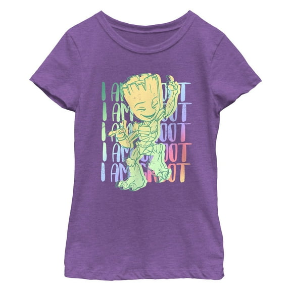 Girl's Marvel: I Am Groot Rainbow Quote Dance  Graphic T-Shirt