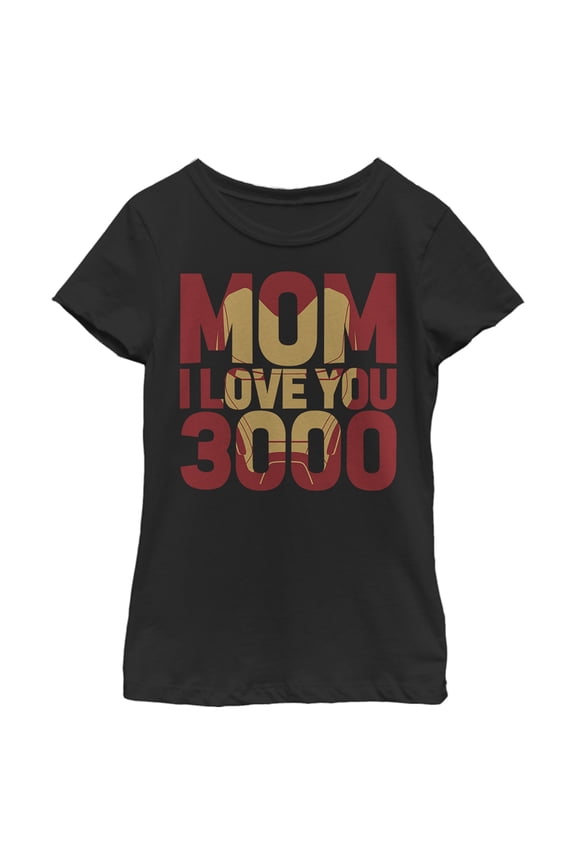 Girl's Marvel Iron Man Mom I Love You 3000  Graphic Tee Black Large