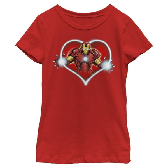 Girl's Marvel Iron Man Repulsors Heart  Graphic Tee Red Large