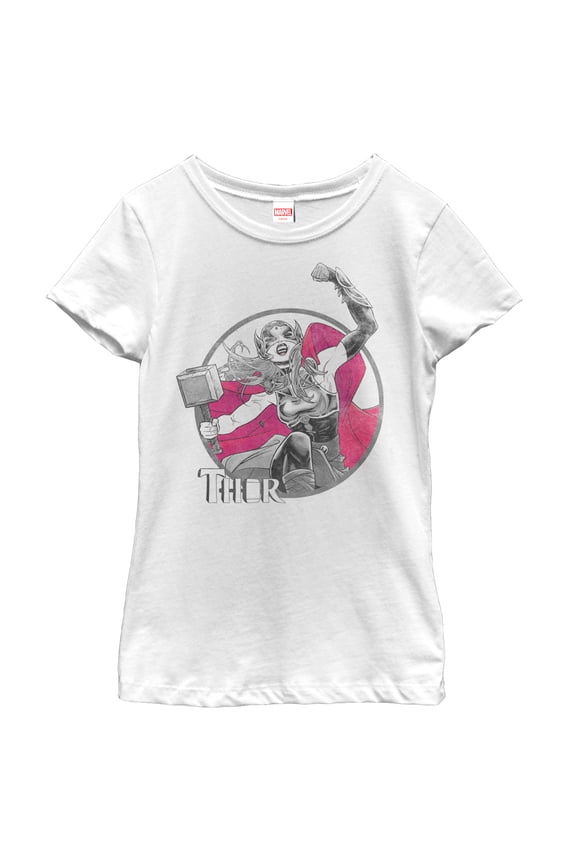 Girl's Marvel Jane Foster Thor Hammer  Graphic Tee White Large