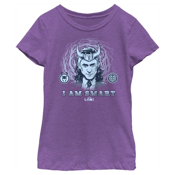 Girl's Marvel Loki I Am Smart Graphic Tee Purple Berry Medium
