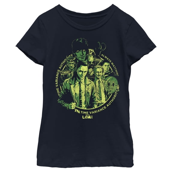 Girl's Marvel Loki Time Variance Authority Agents Graphic Tee Navy Blue Medium