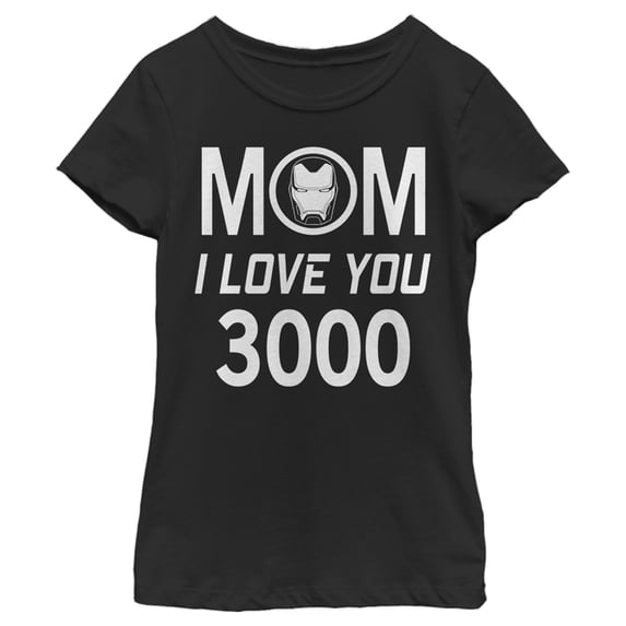 Girl's Marvel Mom I Love You 300 Iron Man Badge Graphic Tee Black Medium