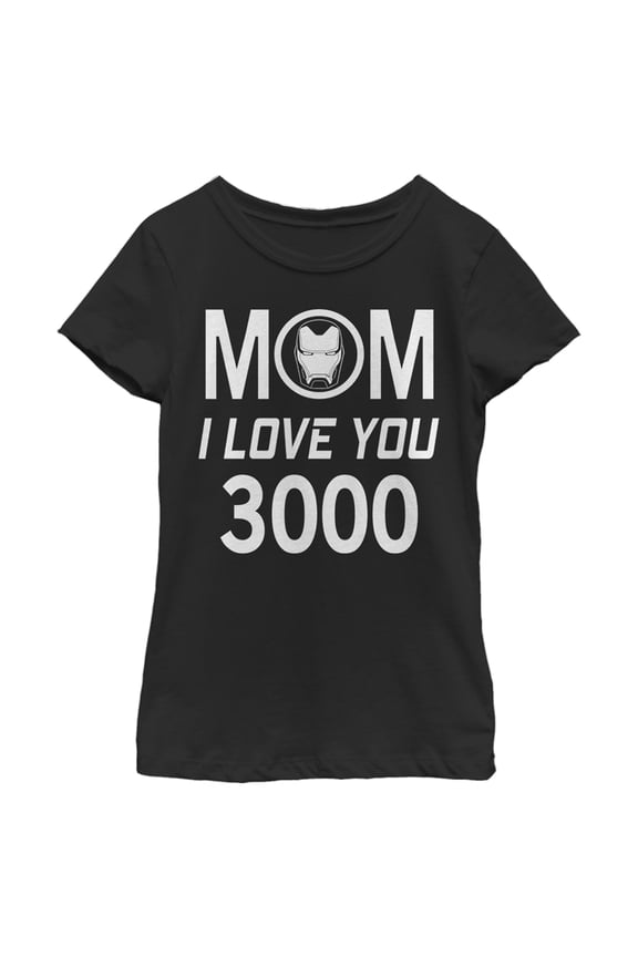 Girl's Marvel Mom I Love You 300 Iron Man Badge  Graphic Tee Black Small