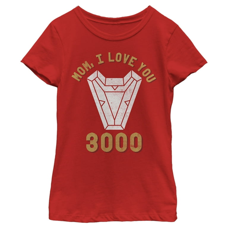 Girl's Marvel Mom I Love You 3000 Iron Man Arc Reactor Graphic Tee