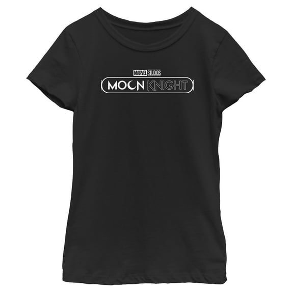 Girl's Marvel: Moon Knight Black and White TV Show Logo Graphic Tee Black Large