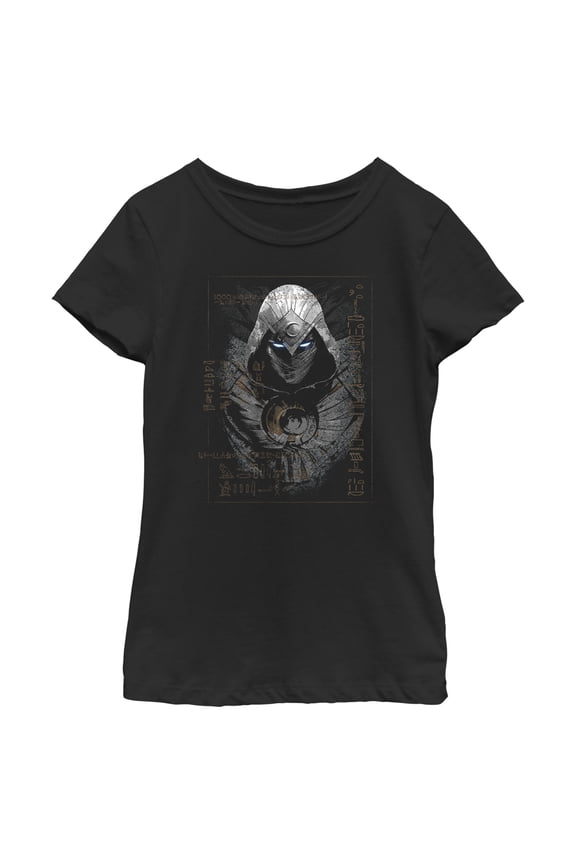 Girl's Marvel Moon Knight Egyptian Glyphs Graphic Tee Black Large