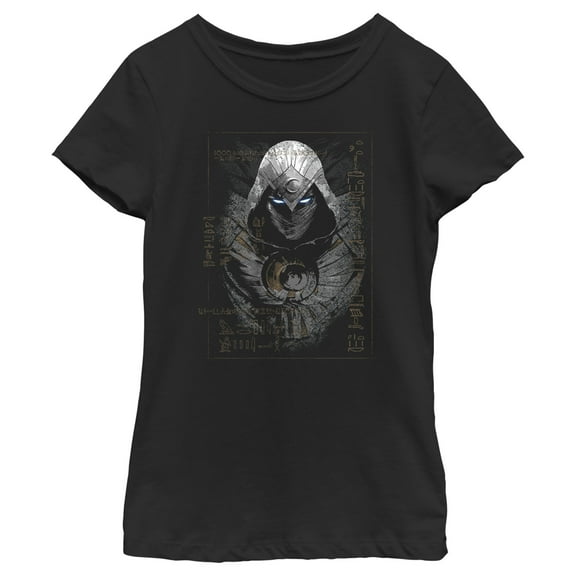 Girl's Marvel Moon Knight Egyptian Glyphs  Graphic Tee Black Medium